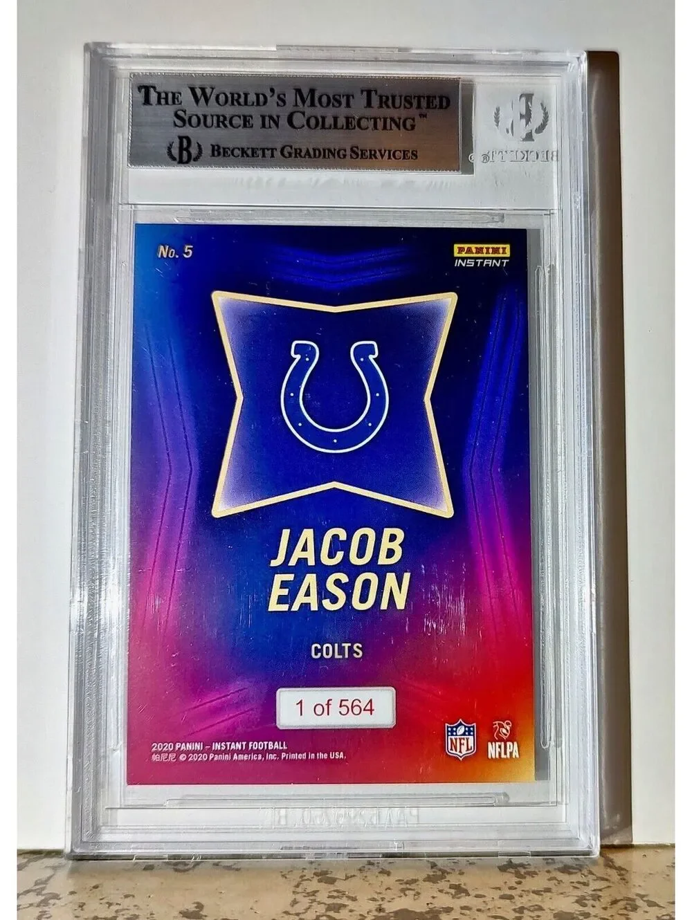 Jacob Eason 2020 Panini NFL #5 Draft Night Rookie Card 1 of 564 BGS 9 Mint Colts